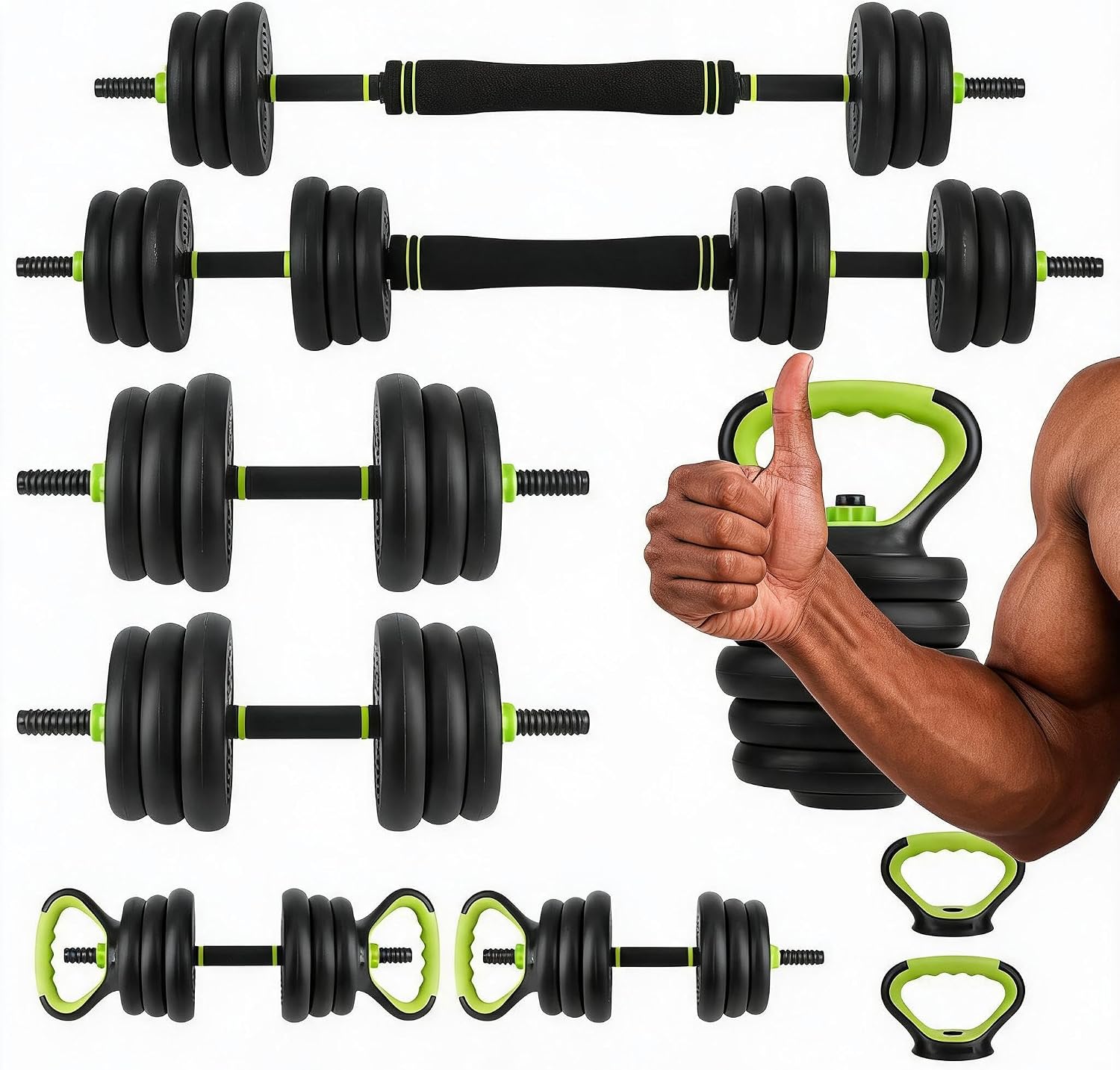 Home Gym Kettlebells - 4 in 1 Adjustable Dumbbell Set,