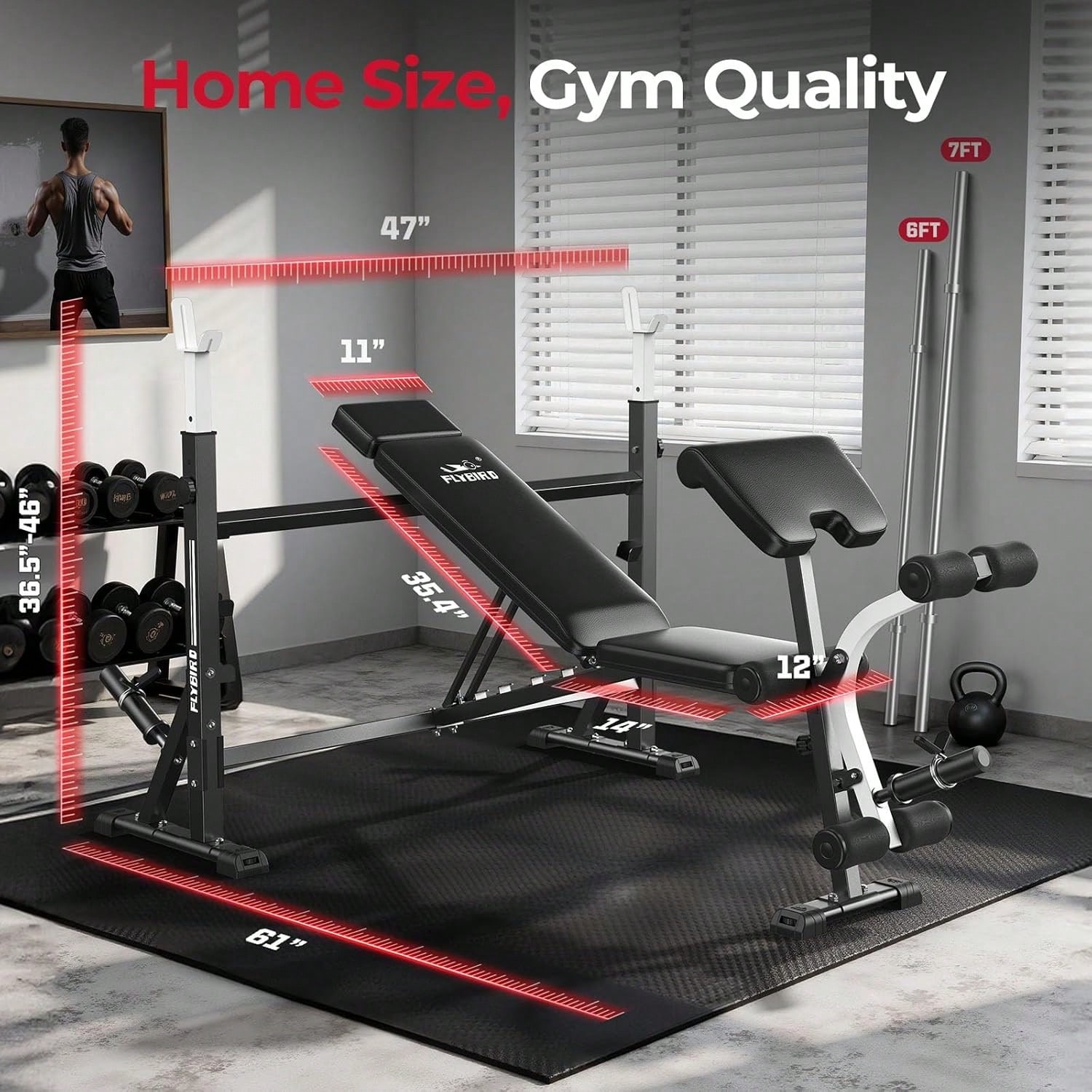 FLYBIRD Adjustable Weight Benc - Home Gym With Leg Press recension och pris