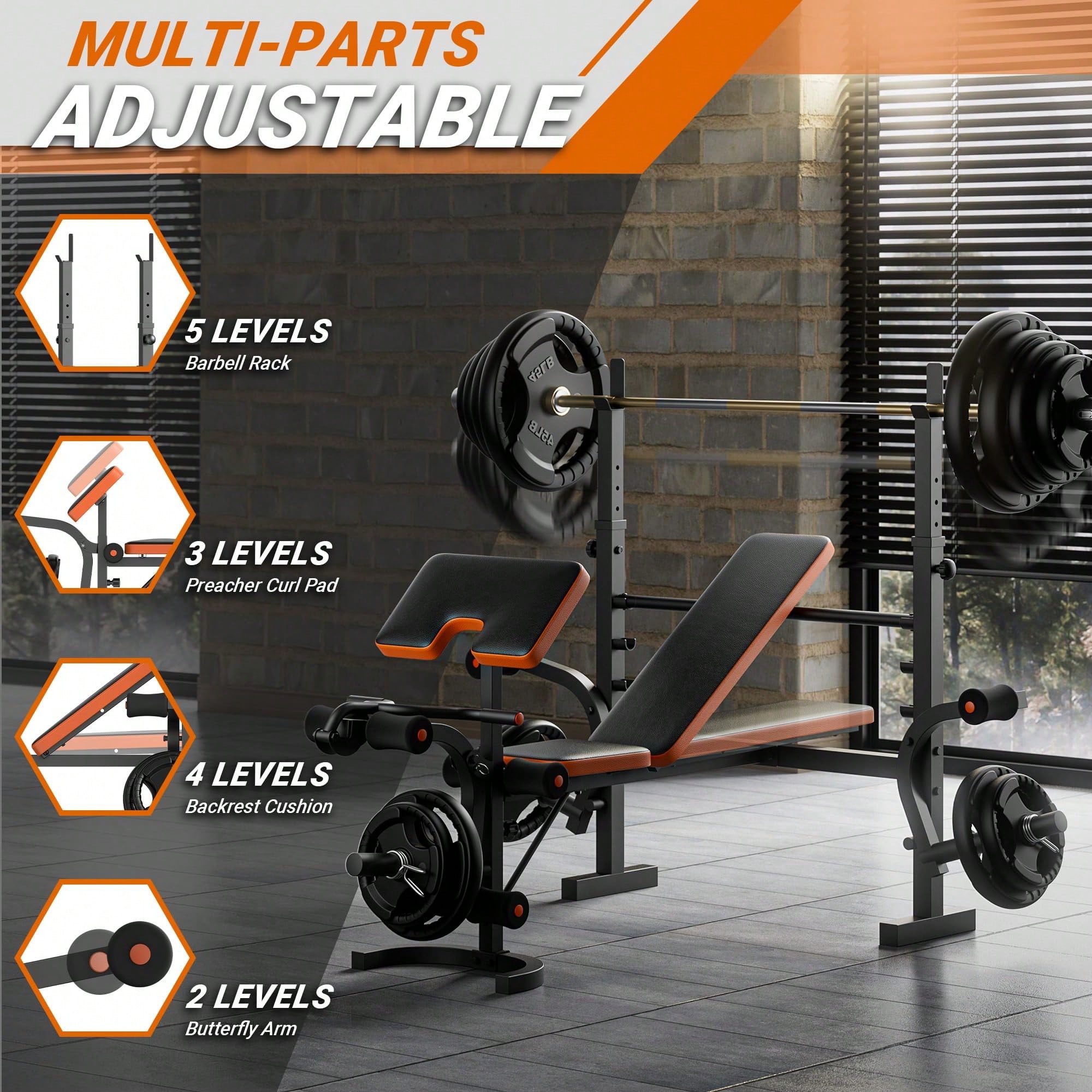 GIKPAL Weight Bench, Bench Pre - Home Gym With Leg Press recension och pris