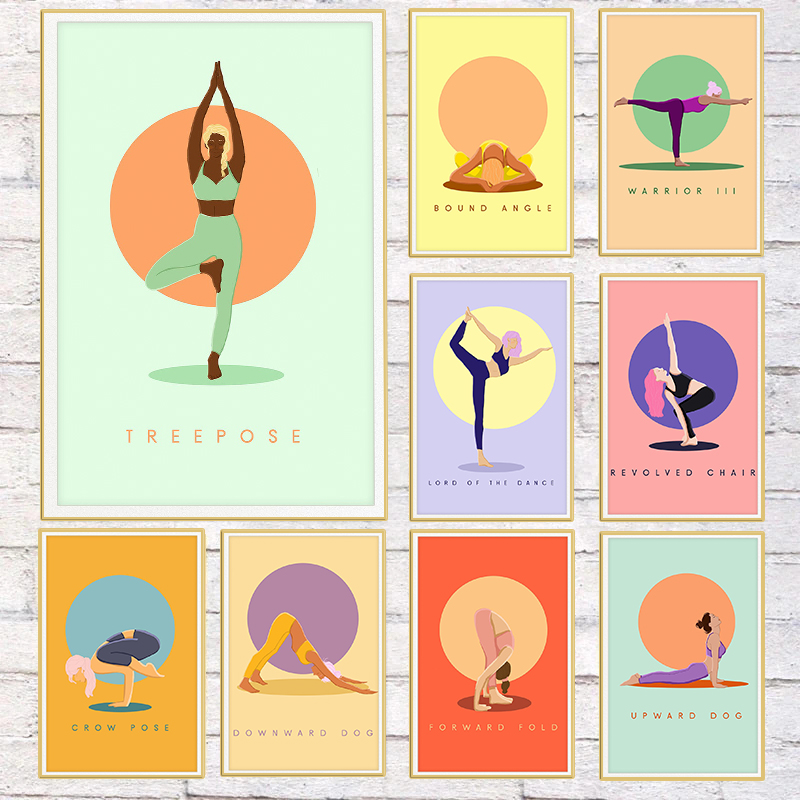 Modern Abstract Yoga Poses Pos - Home Gym Yoga Room recension och pris