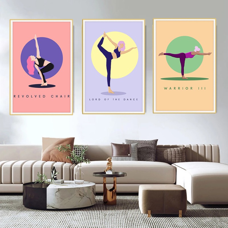Modern Abstract Yoga Poses Pos - Home Gym Yoga Room recension och pris