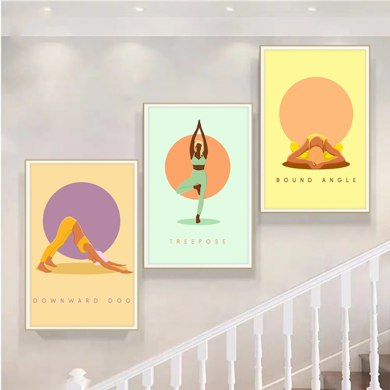 Modern Abstract Yoga Poses Pos - Home Gym Yoga Room recension och pris
