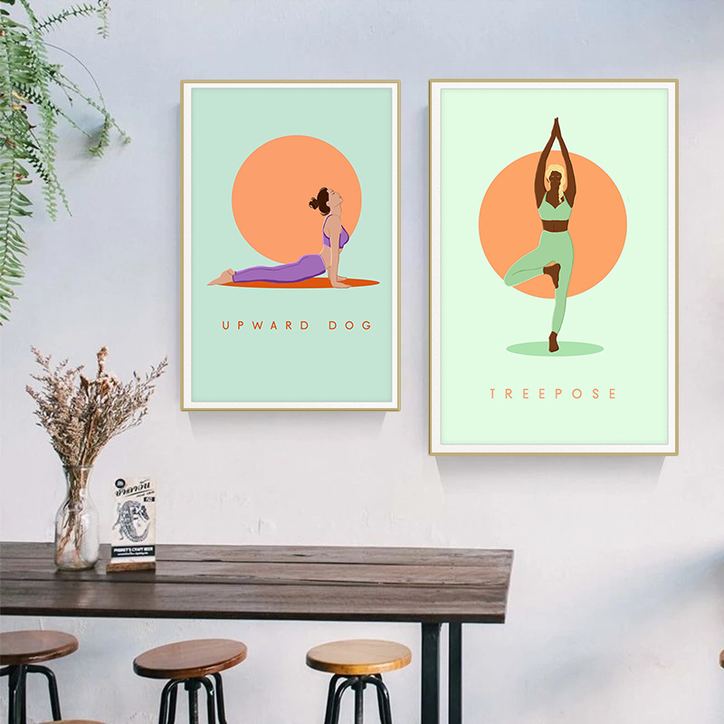 Modern Abstract Yoga Poses Pos - Home Gym Yoga Room recension och pris