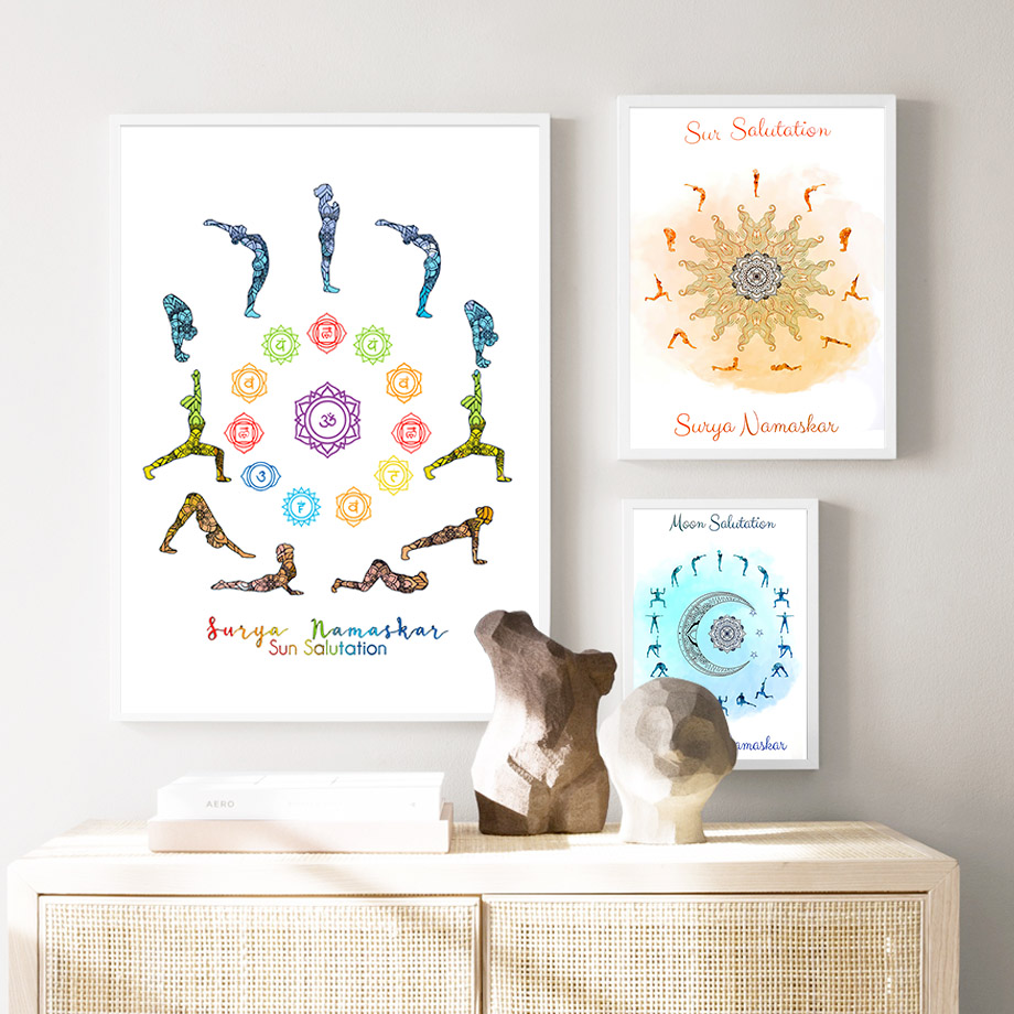 Yoga Pose Sun Moon Salutation  - Home Gym Yoga Room recension och pris