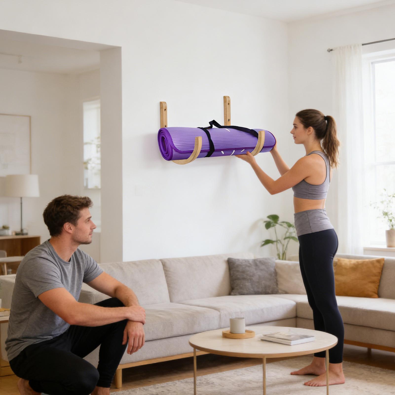 Yoga Mat Holder 2 Pieces Woode - Home Gym Yoga Mat Storage recension och pris