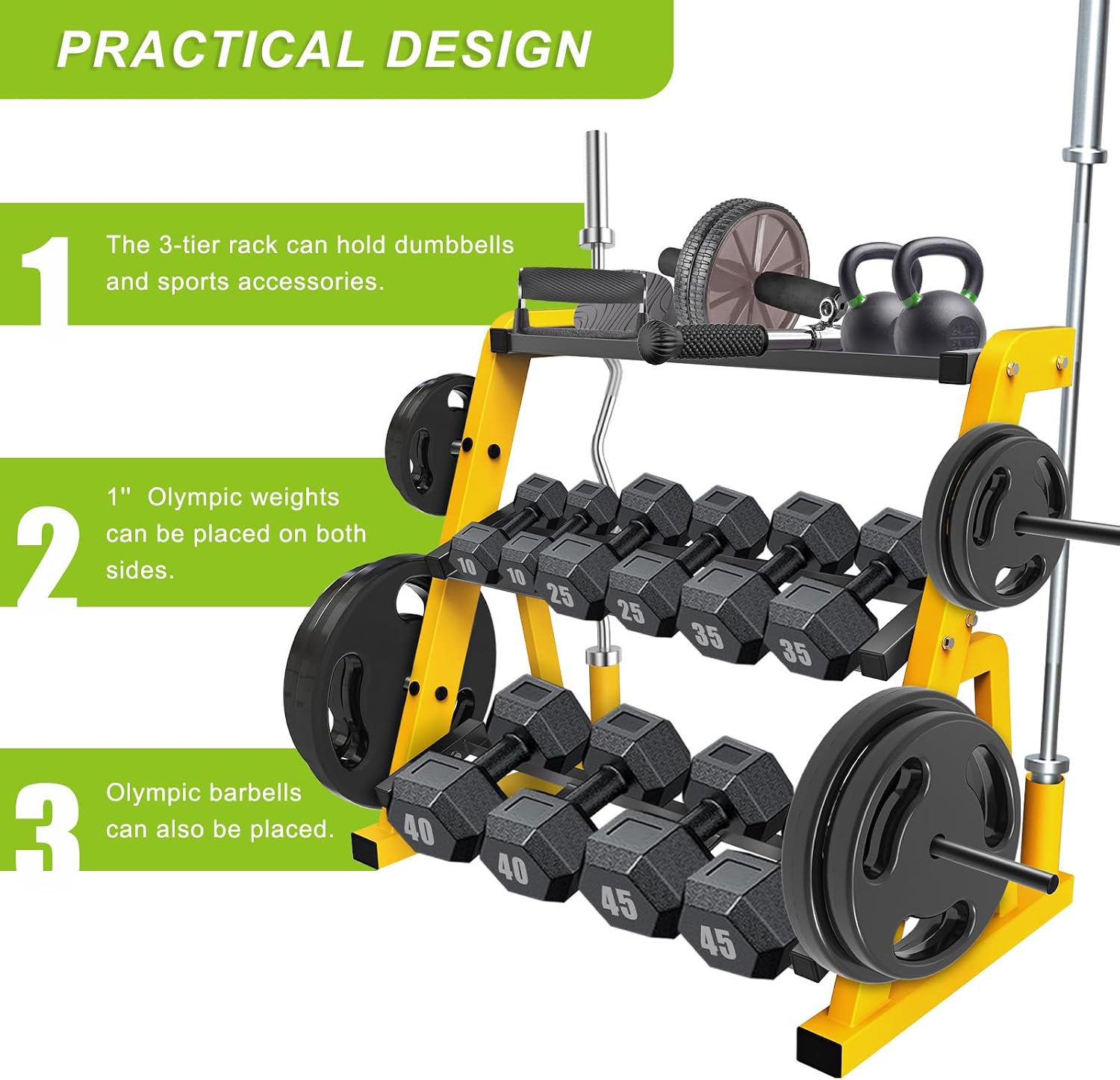 Heavy Duty Three Tier Dumbbell - Home Gym Kettlebells recension och pris
