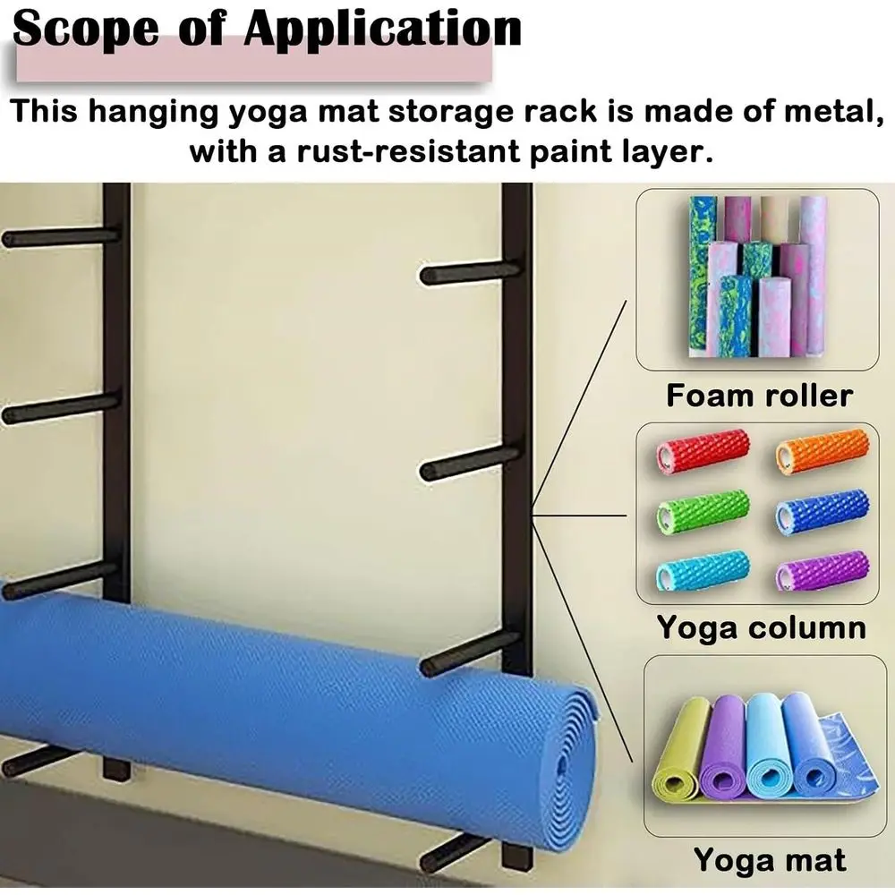 Wall-Mounted Metal Gym Rack fo - Home Gym Yoga Mat Storage recension och pris