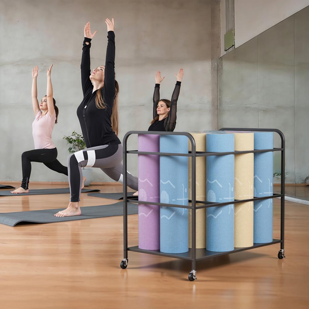 Yoga Mat Storage Rack with Whe - Home Gym Yoga Mat Storage recension och pris