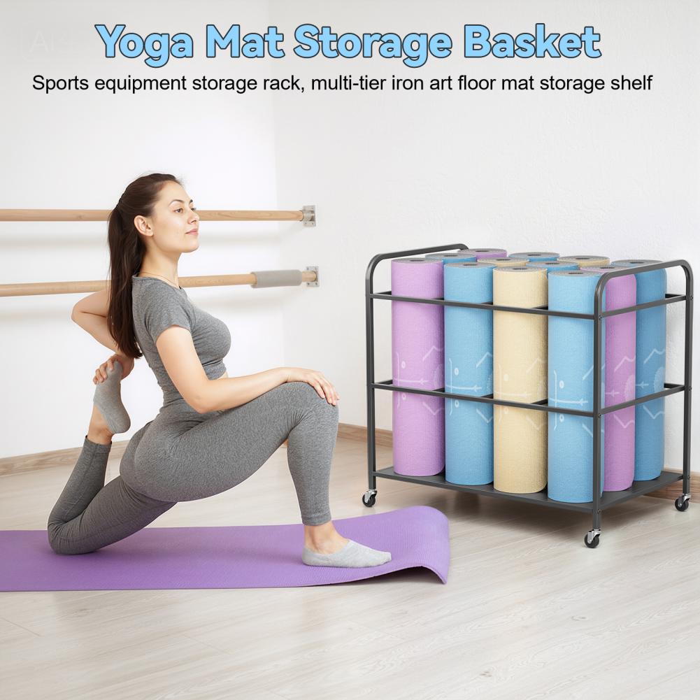 Yoga Mat Storage Rack with Whe - Home Gym Yoga Mat Storage recension och pris
