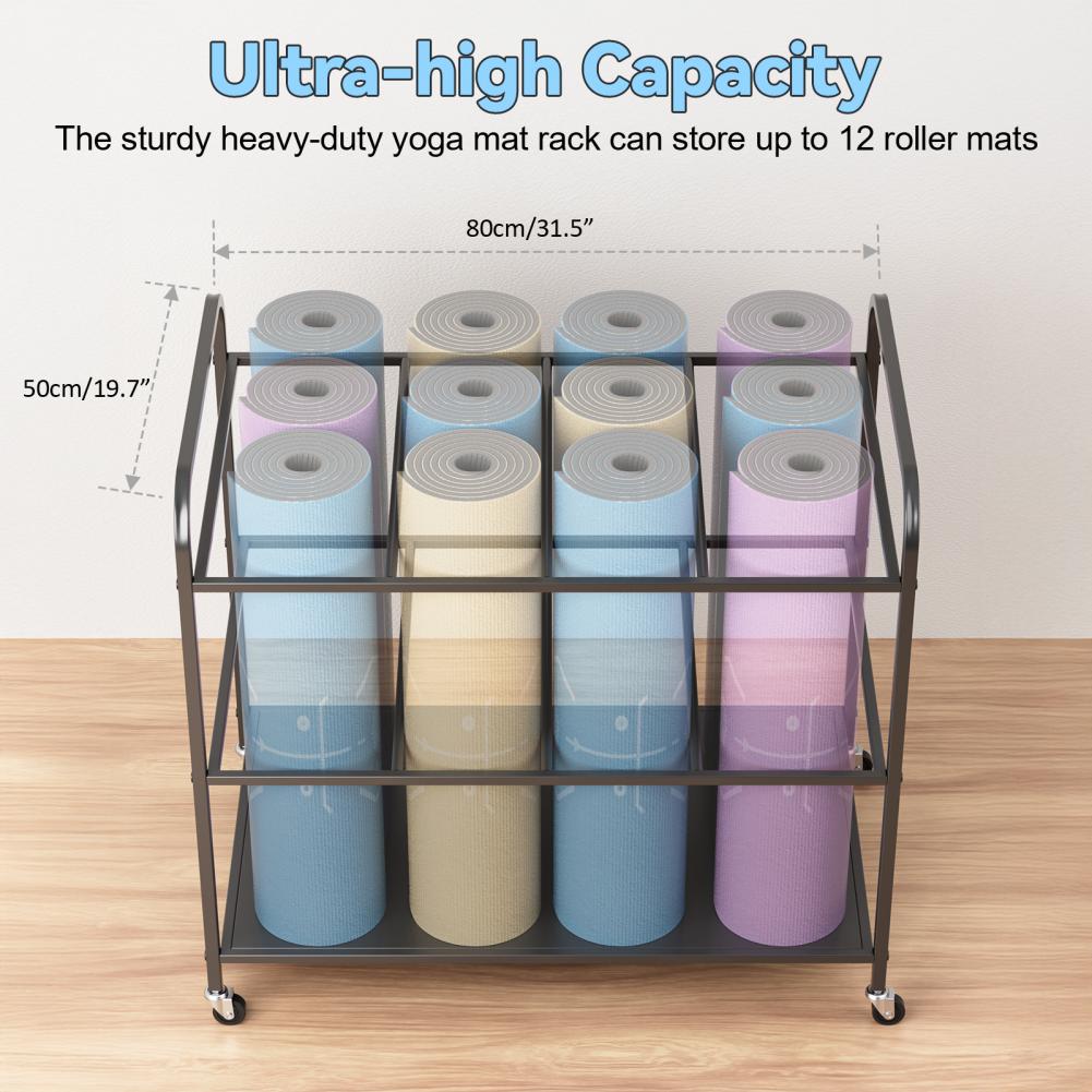 Yoga Mat Storage Rack with Whe - Home Gym Yoga Mat Storage recension och pris