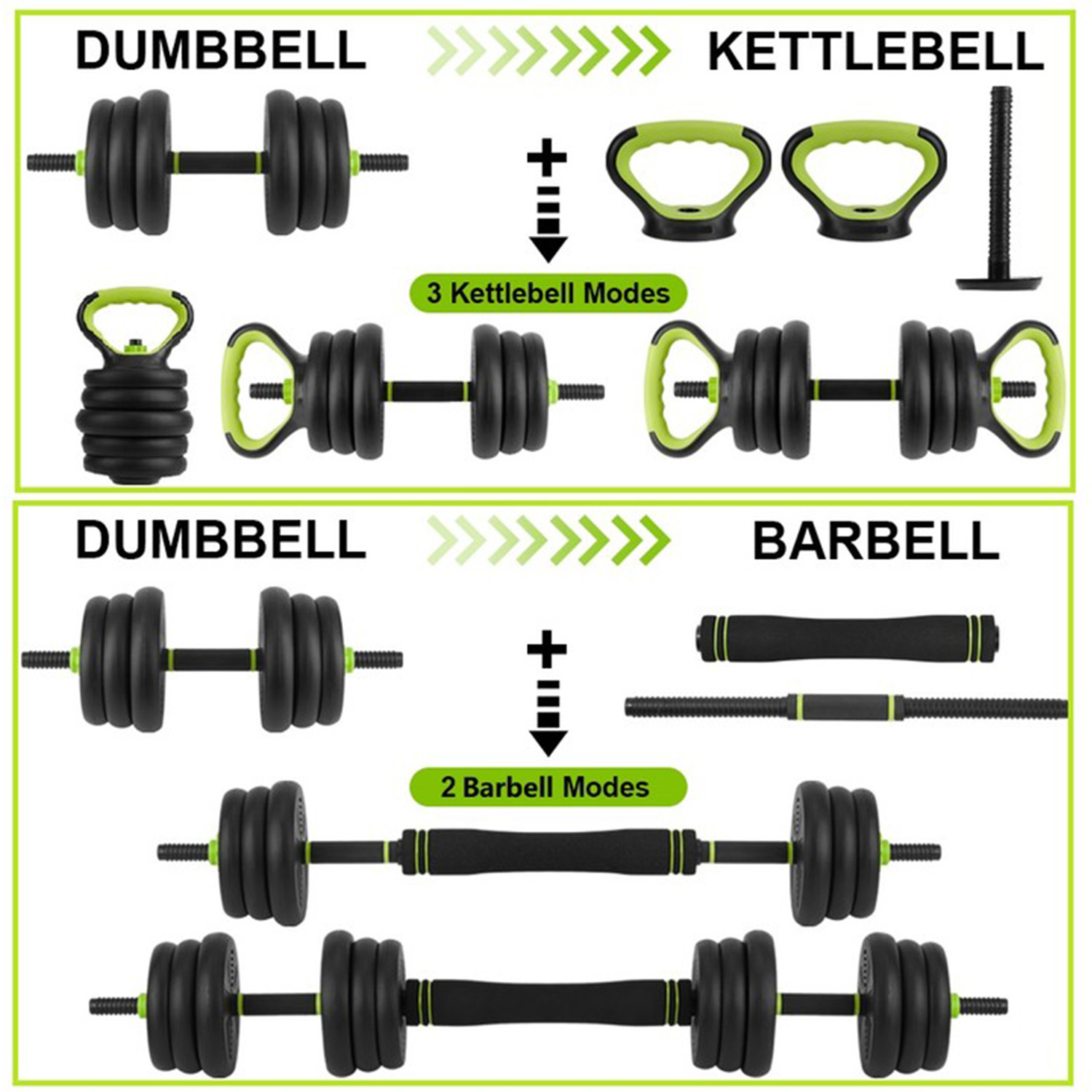 4 in 1 Adjustable Dumbbell Set - Home Gym Kettlebells recension och pris