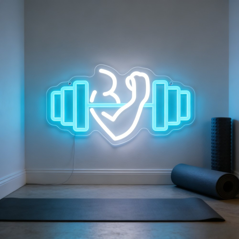 Bicep Dumbbell Neon Sign LED W - Home Gym Yoga Room recension och pris