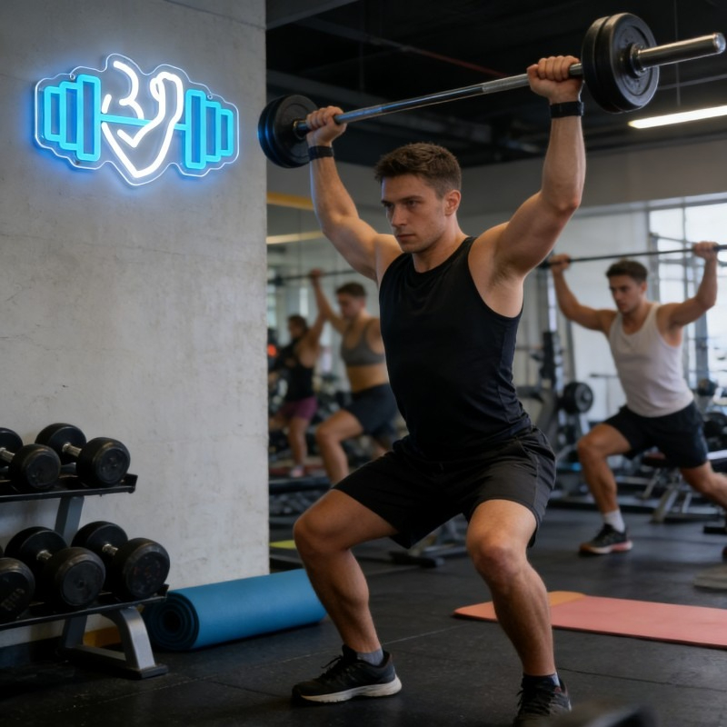 Bicep Dumbbell Neon Sign LED W - Home Gym Yoga Room recension och pris