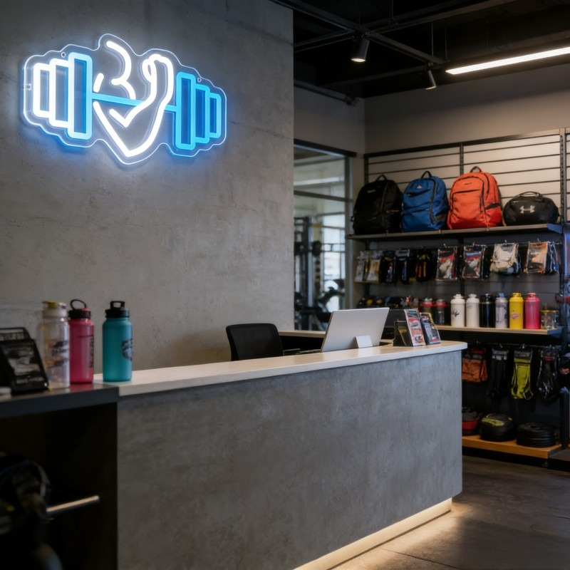 Bicep Dumbbell Neon Sign LED W - Home Gym Yoga Room recension och pris